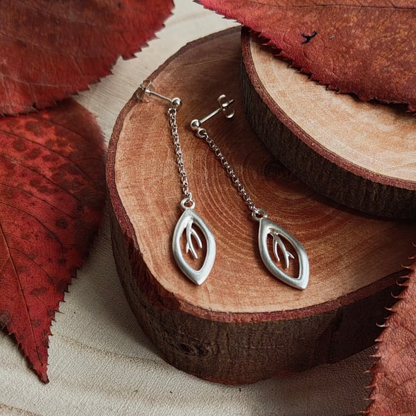 Sterling Silver Single ‘Falling Leaves’ Collection Earrings