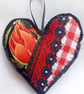 Affirmation Patchwork Heart Hanging in Red and Black