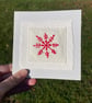 Red snowflake, hand embroidered 'Scandi' Christmas card, recycled card - Image 3