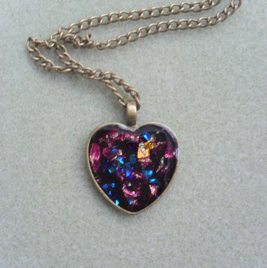 Sale Bronze Heart With Violet Resin
