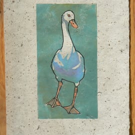 Goose linocut print