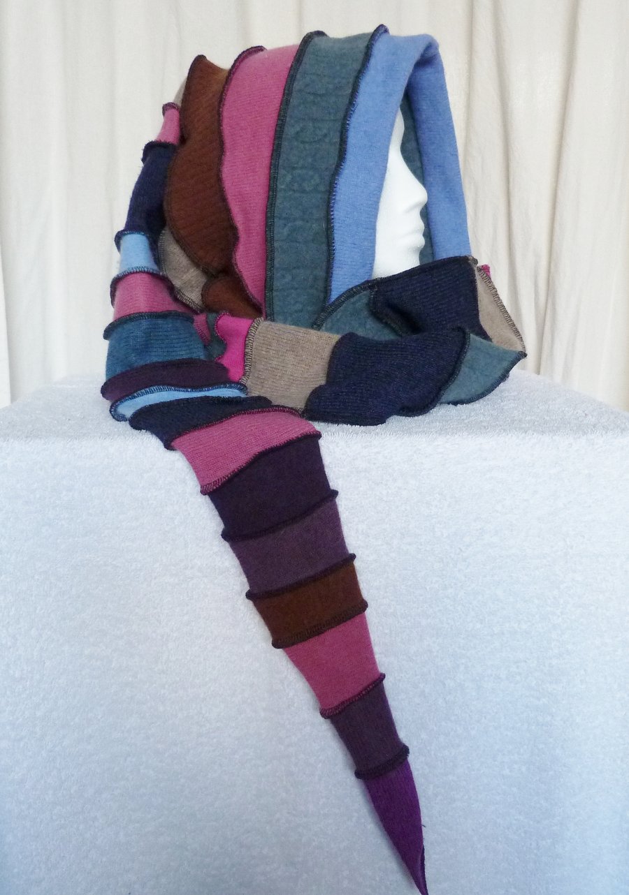 Upcycled Sweater Scoodie   An all in one scarf and hood  from 100% wool jumpers.