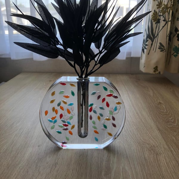 Multi colour faux gem round vase