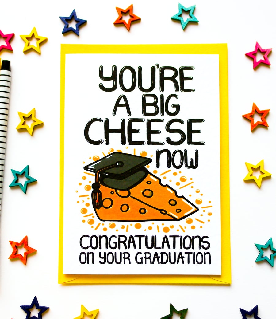 Graduation Card, You're A Big Cheese Congratulations Card, Funny Graduation Card