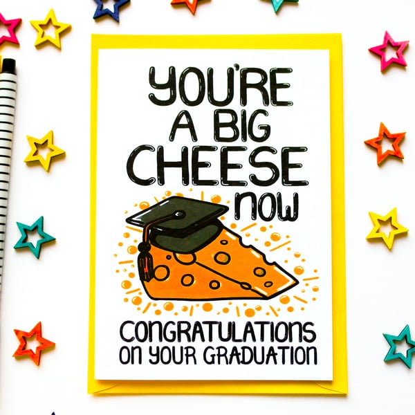 Graduation Card, You're A Big Cheese Congratulations Card, Funny Graduation Card