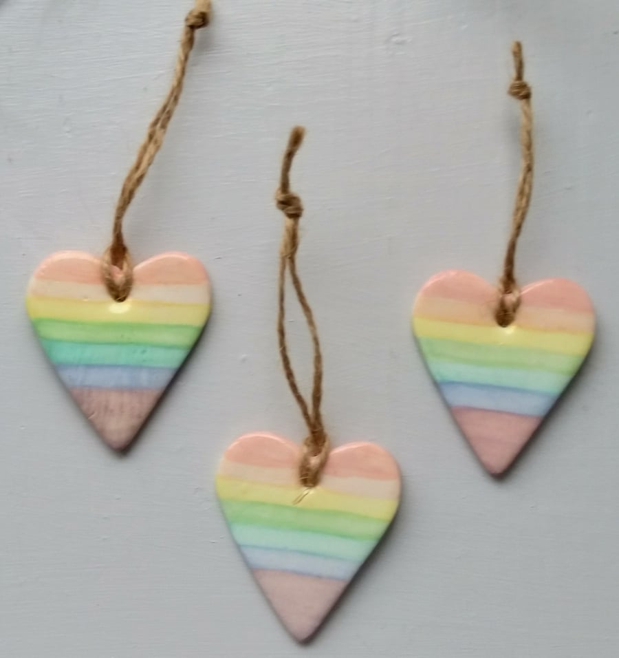 Pastel rainbow heart decoration, Rainbow heart decoration, Rainbow heart
