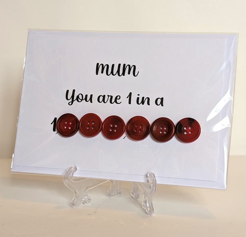 "Mum You are 1 in a million" buttons greetings card 
