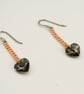 Dark Grey Black Swarovski Chrystal heart drop earrings  Rose gold revere  - Image 4