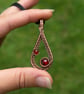 Simple Wire Wrapped Copper Teardrop Pendant - Choice of Colours - Image 9