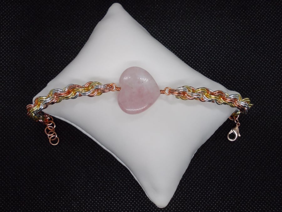 SALE - Rose quartz heart bracelet