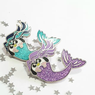 Glittery Mermaid Penguin Pin Badge Enamel Brooch Merpeng pin