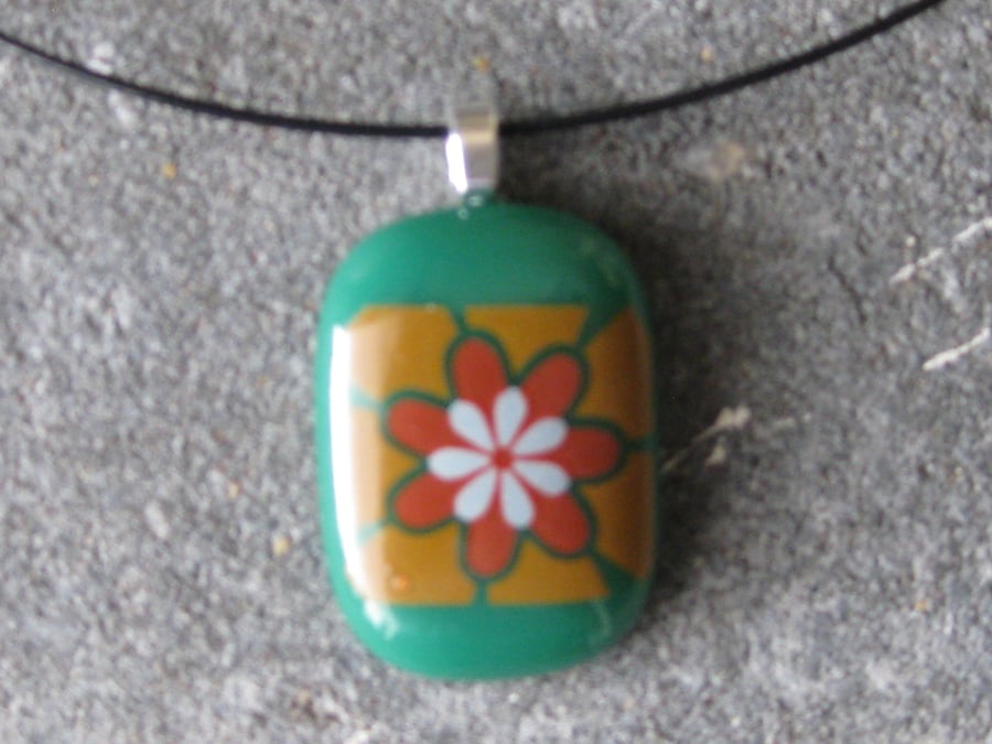 Fused Glass Pendant Necklace