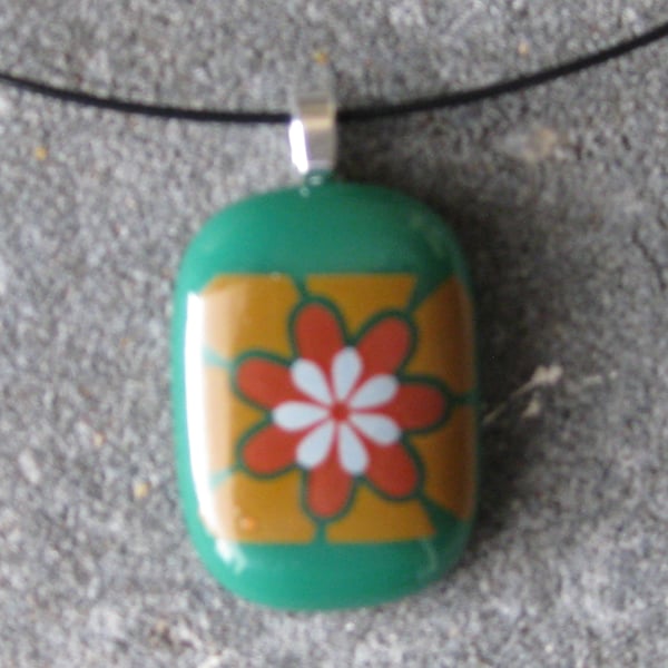 Fused Glass Pendant Necklace