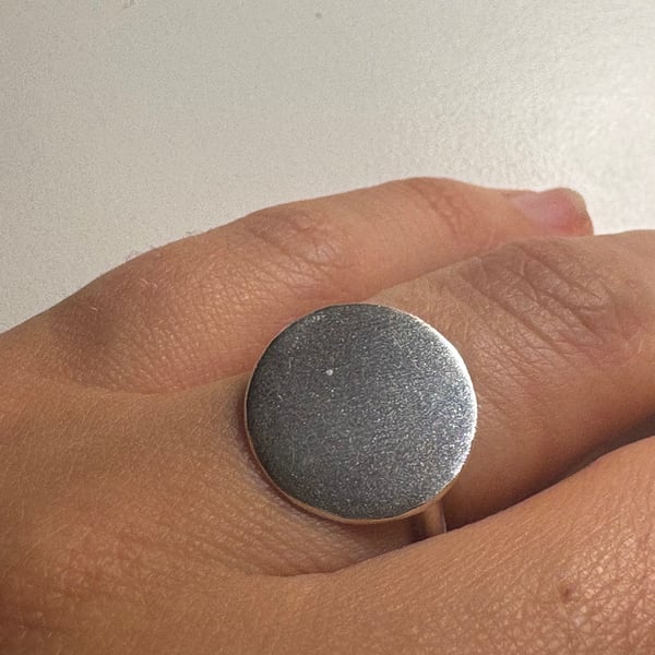 Giant moon ring - sterling silver size J