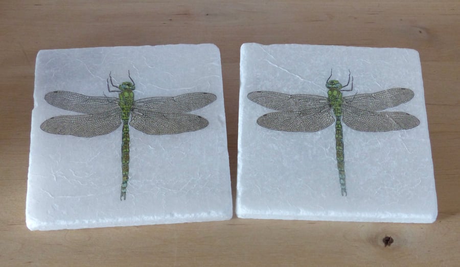 Marble 'Dragonfly' Coasters