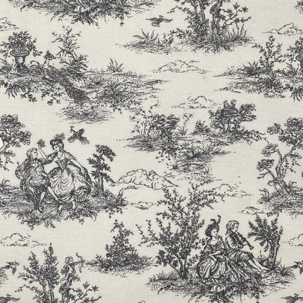Toile de Jouy  OVAL Tablecloth. Cotton  Black  200 x 135cm   