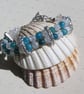 Teal Apatite & Clear Quartz Gemstone Crystal Beaded Bracelet