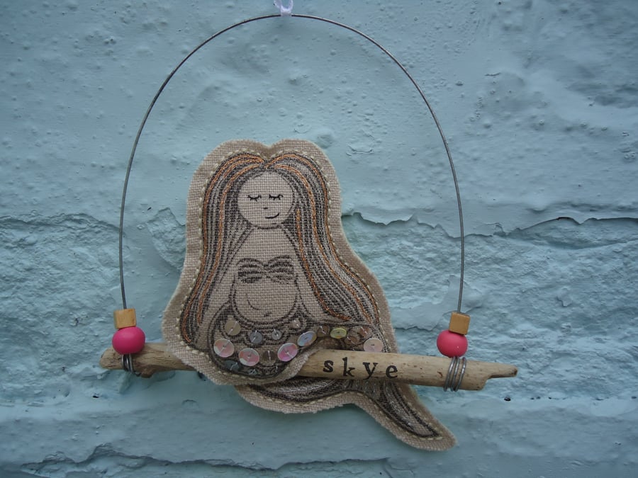 Linen Mermaid Driftwood Hanging, Skye