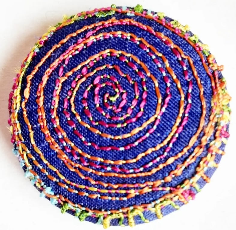 Buttons 1 inch button Hand Dyed Silks and Cottons Free Machine Embroidery Button