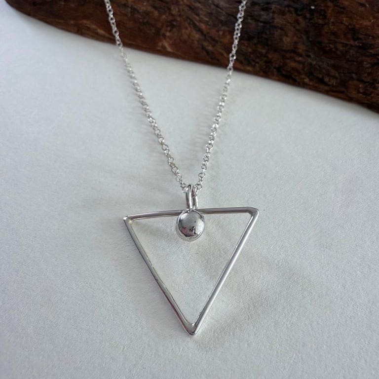 Geometric Silver Triangle Pendant