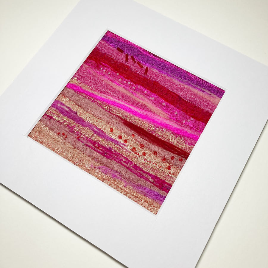 Abstract textile art, Study in pink