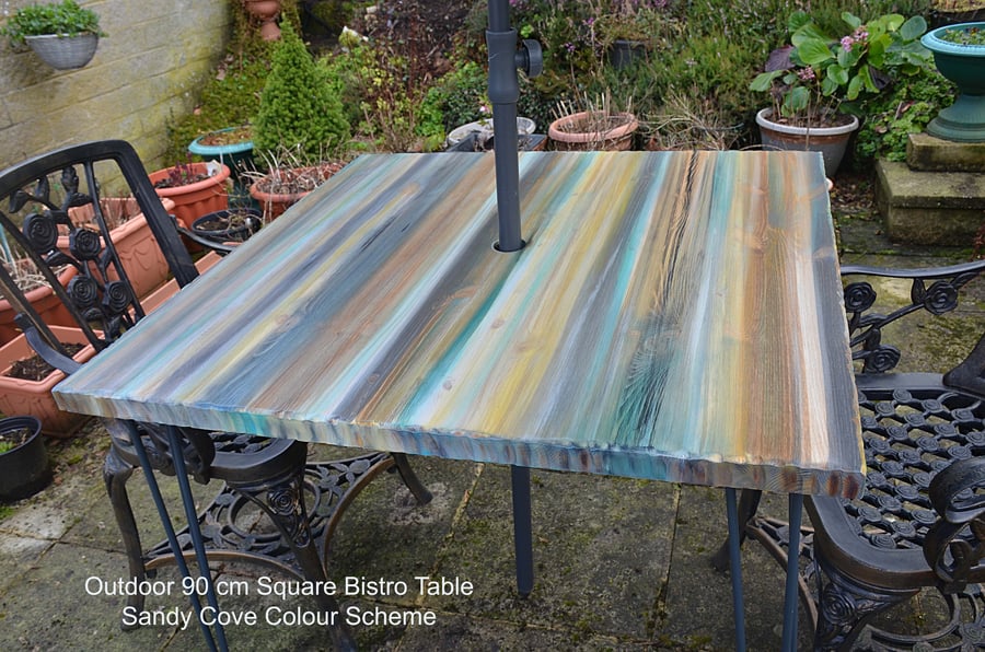 Outdoor Garden Multi Coloured Coastal Bistro Table Sandy Cove Colours