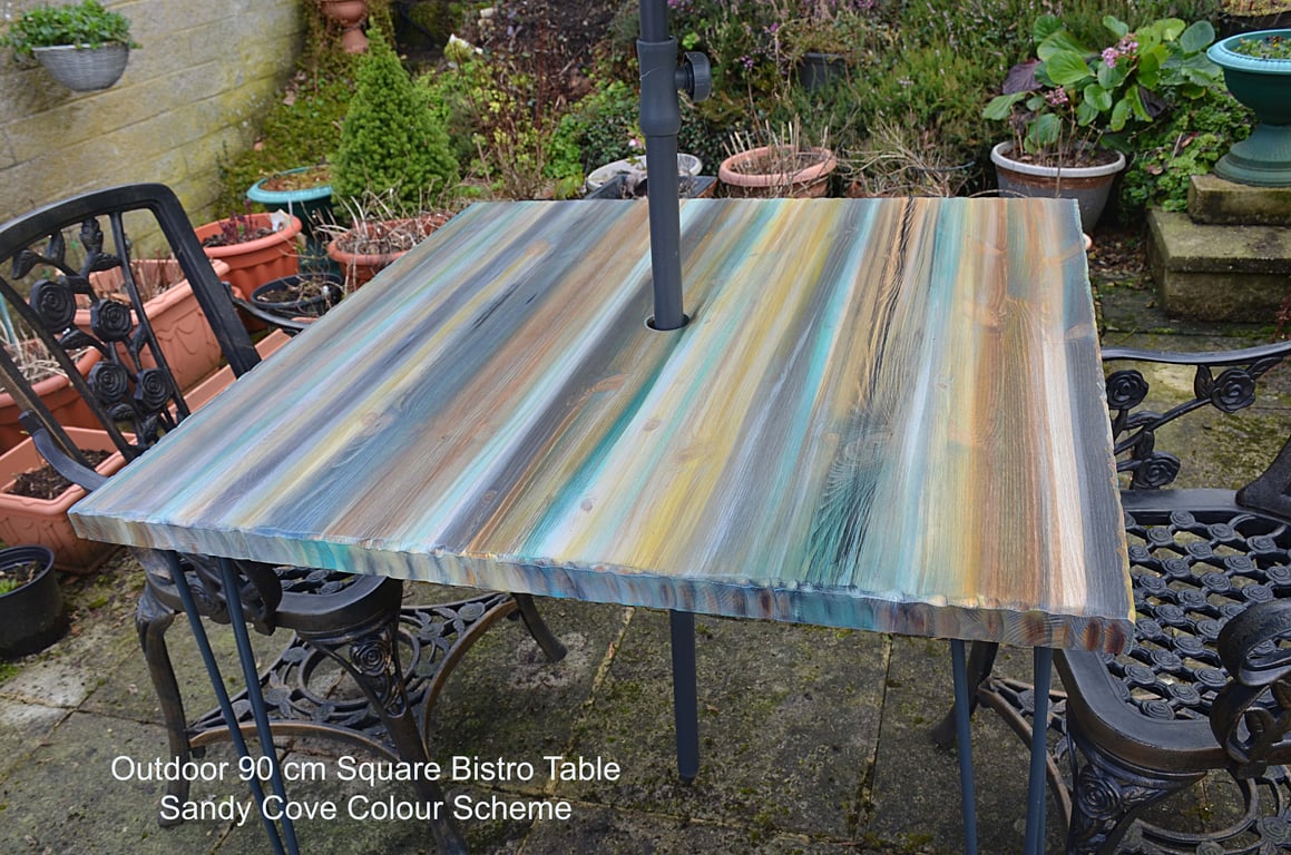 Outdoor Garden Multi Coloured Coastal Bistro Table Sandy Cove Colours