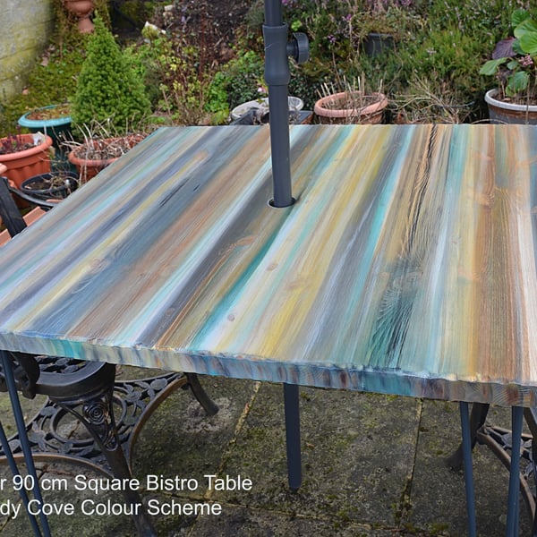 Outdoor Garden Multi Coloured Coastal Bistro Table Sandy Cove Colours