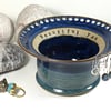 Beautiful You Blue and Greenyblue Ceramic Jewellery Bowl for earrings. 