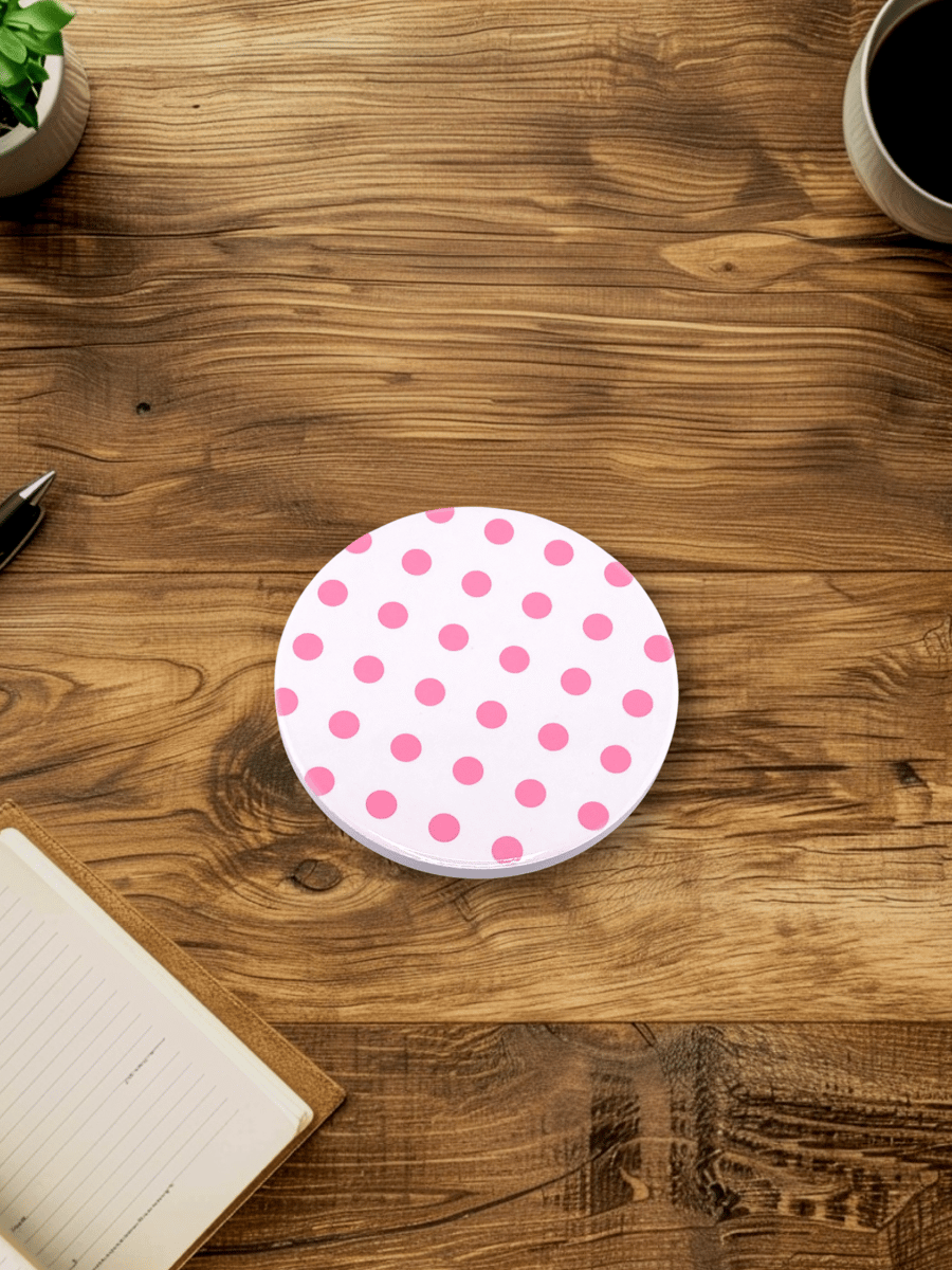 Pink Dotted Ceramic Coaster