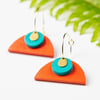 Bright and colourful, wood and brass hoop earrings (The Haytor hoop earrings) 
