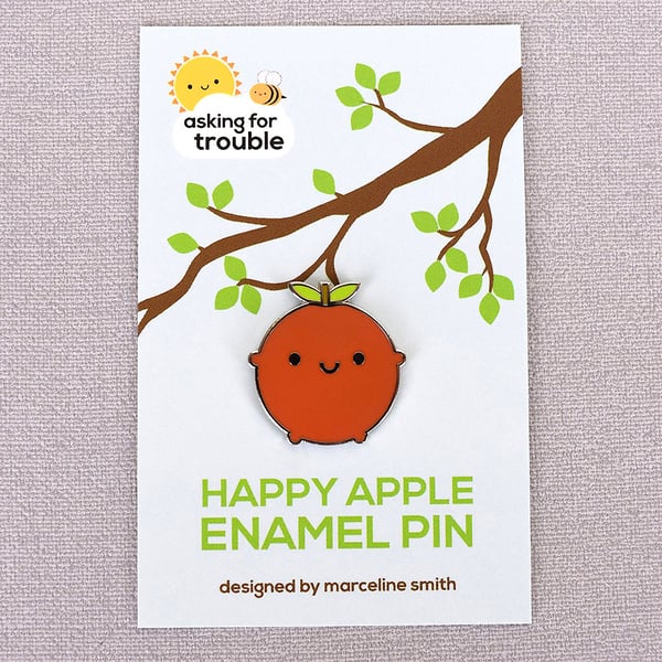 Happy Apple Kawaii Enamel Pin