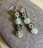 Millefiori bead dangle earrings 