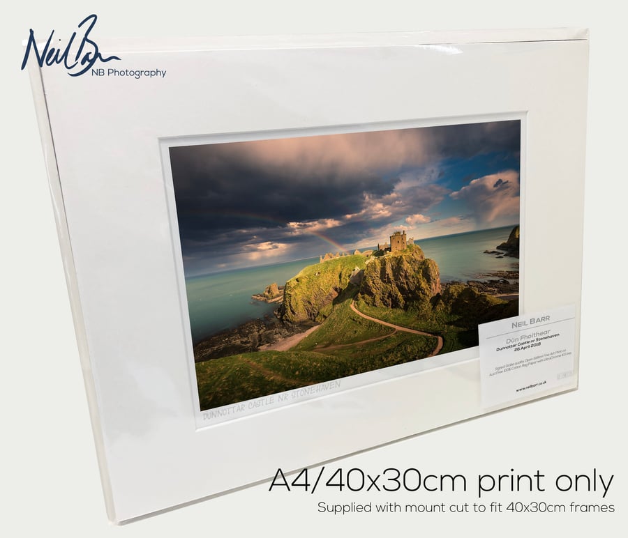 Dunnottar Castle Rainbow Stonehaven Scotland - A4 (40x30cm) Unframed Print