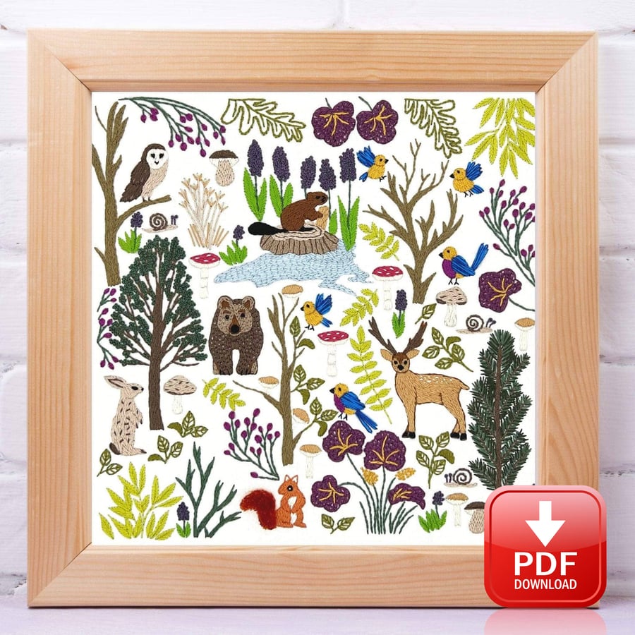 Into the Forest Hand Embroidery PDF Pattern