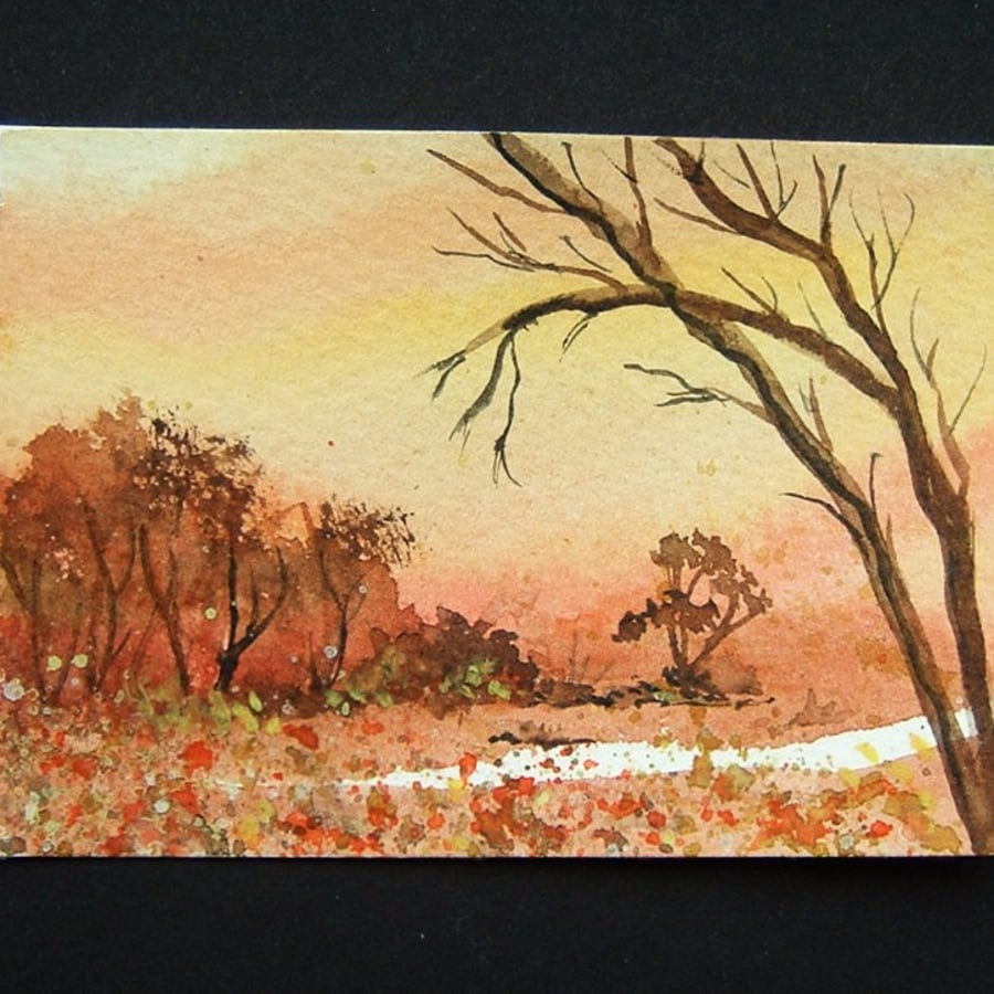 Art painting aceo original paintings sunset landscape 149