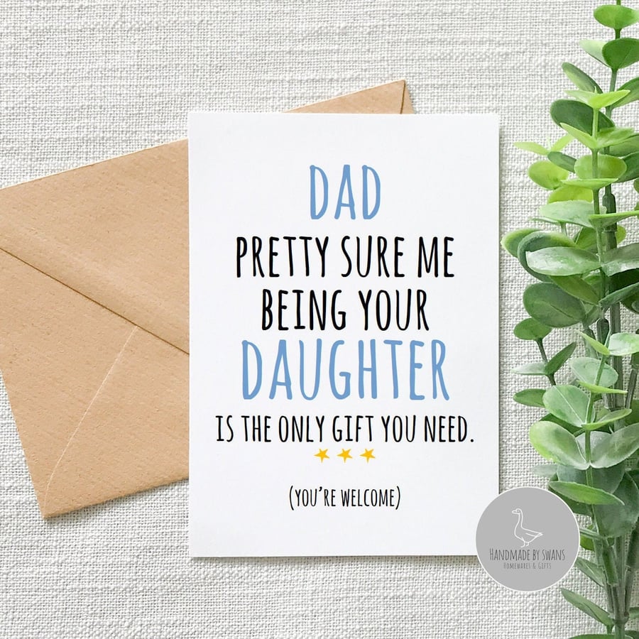 Funny dad birthday card, Funny card from daughter, funny dad birthday card from 
