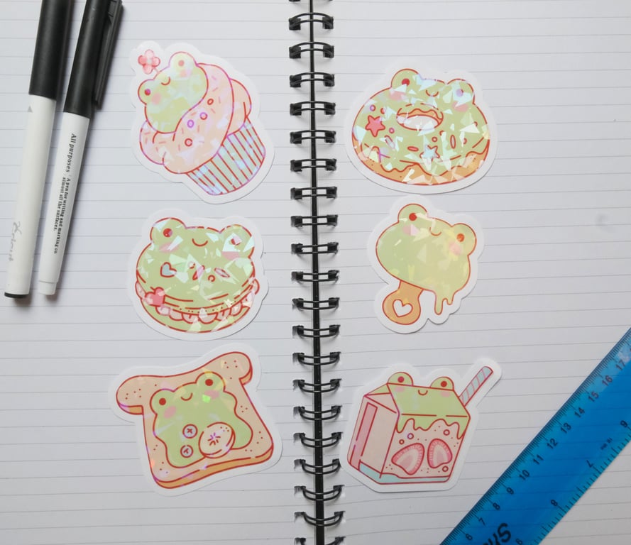 Frog Stickers Easy Peel Holographic Finish