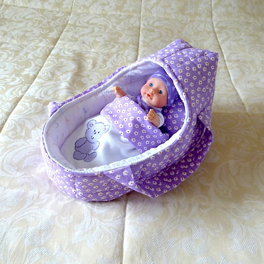 Small Doll's Carrycot with Free Doll