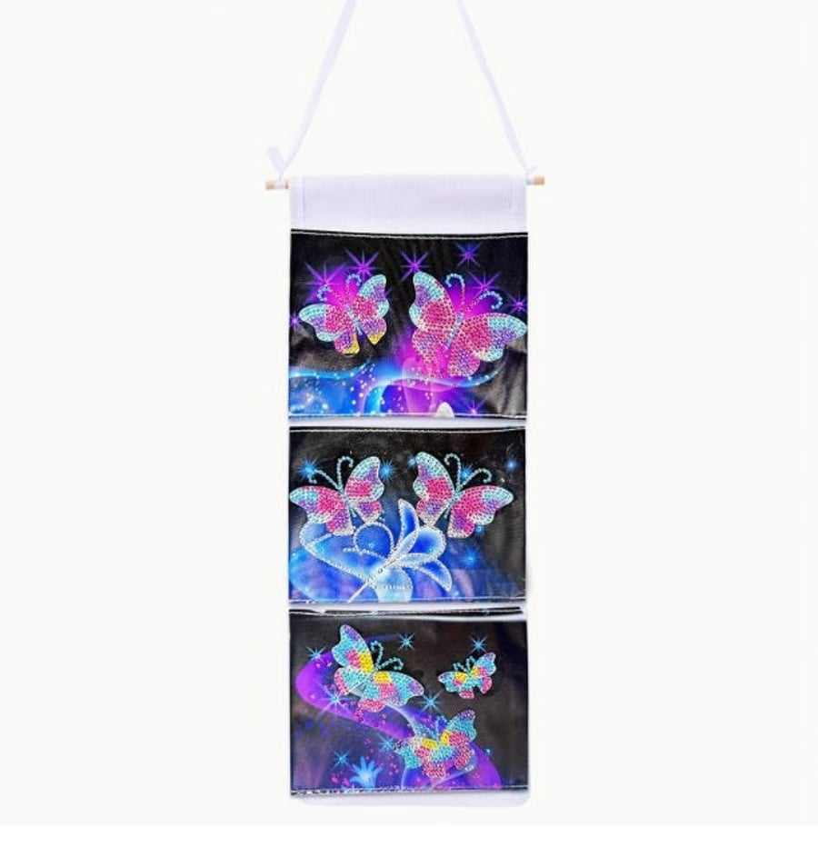 5D DIY Mystical Butterfly Hanging Door Storage Bag Diamond Painting Kit Crystal 