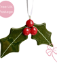 Fused Glass Christmas Holly Hanging Decoration 