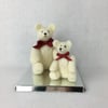 Collectable needle felted white teddy bears - parent and child