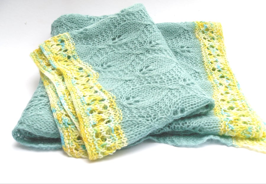 Childrens Throw Blanket , Blue leaf bedspread 