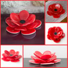 Red Fused Glass Flower Sculpture