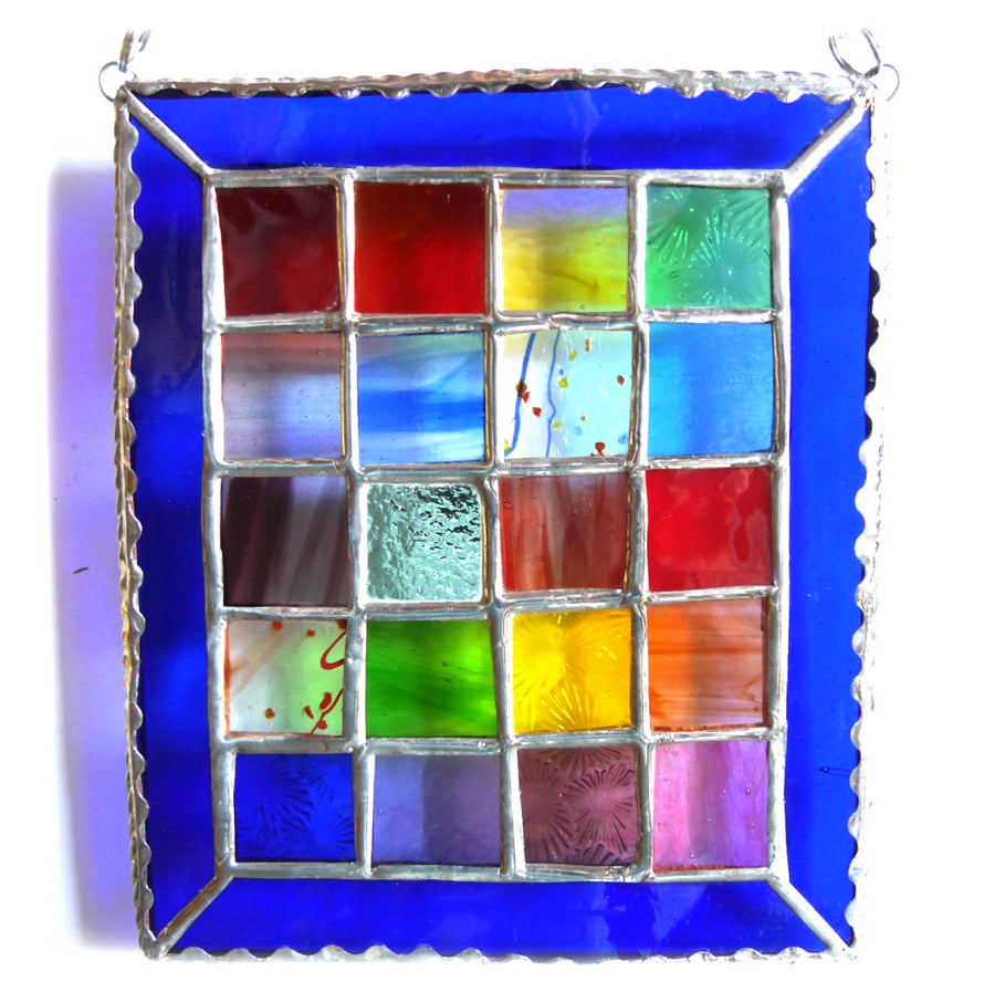 Rainbow Window Stained Glass Suncatcher Handmade Patchwork Geometric 007