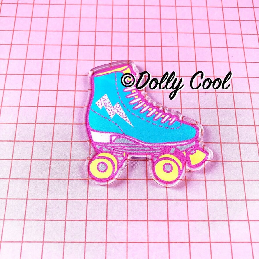 Acrylic 80s Roller Skate Brooch by Dolly Cool - Roller Derby - Stranger Things -