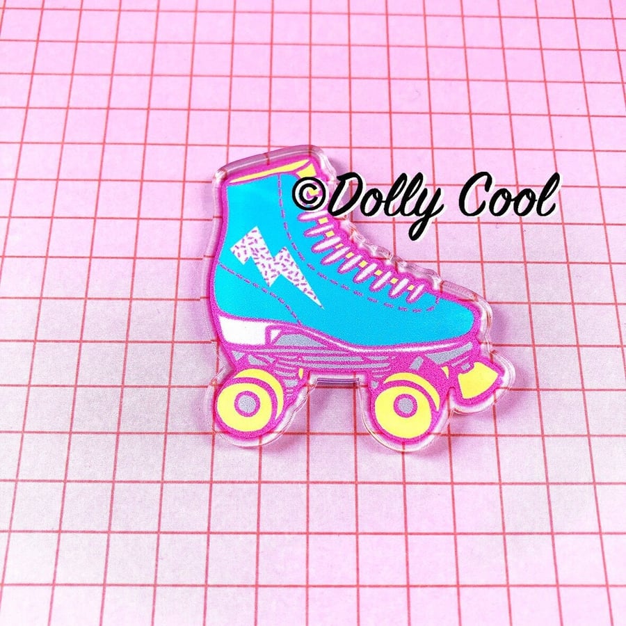 Acrylic 80s Roller Skate Brooch by Dolly Cool - Roller Derby - Stranger Things -