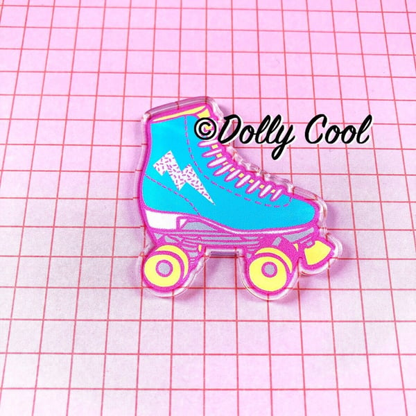 Acrylic 80s Roller Skate Brooch by Dolly Cool - Roller Derby - Stranger Things -