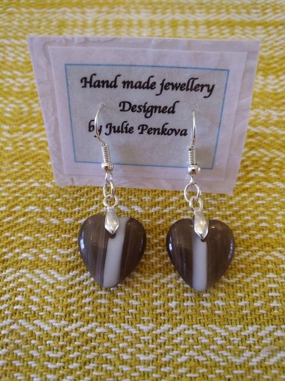 Agate heart earrings   
