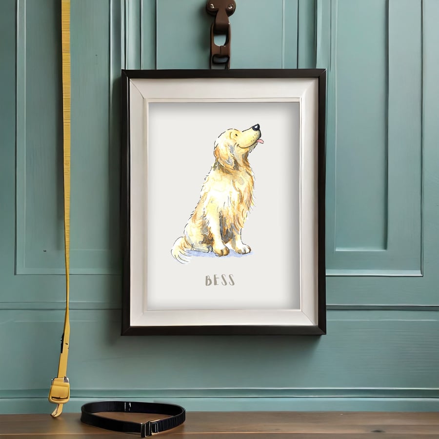 Golden Retriever Personalised Dog Print